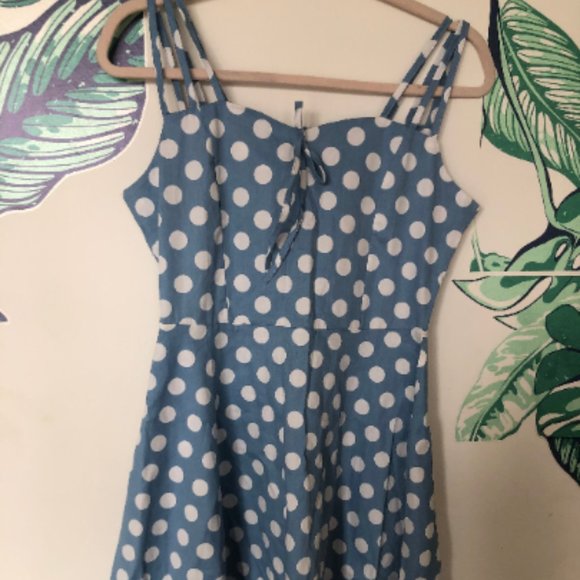 COPY - Blue and white Polka Dot Dress - Picture 1 of 3